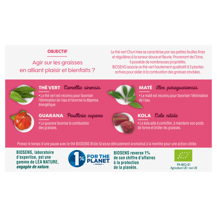 Boho Cosmetics Vente Thé Brûle Graisses - Bio - Minceur élimination Détox Bio - Léa Nature