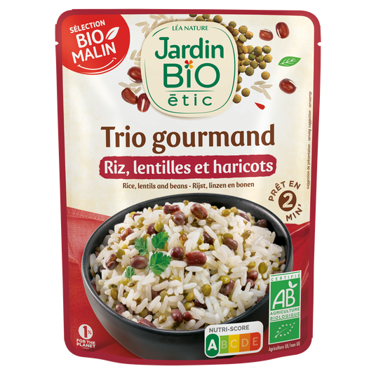 boho cosmetics Vente Trio Riz Lentilles Haricots - bio - Plats cuisinés et sachet express
