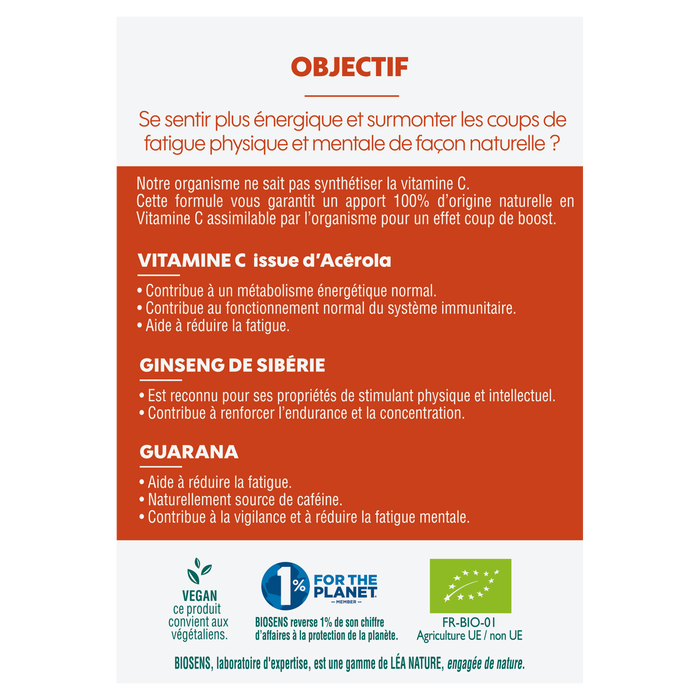 Boho Cosmetics Vitamine C Ginseng De Sibérie Acérola 24 Comprimés- BIOSENS