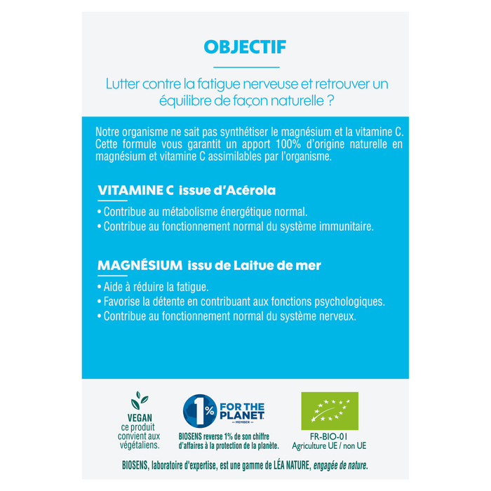 Boho Cosmetics Vitamine C Magnésium Laitue De Mer Acérola 24 Comprimés- BIOSENS