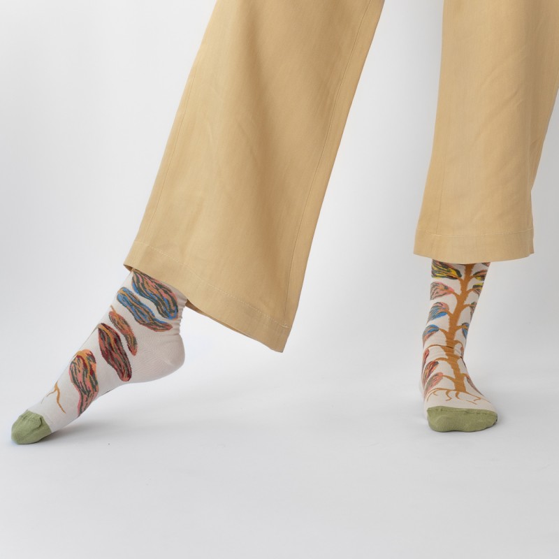 Bonne Maison Chaussette Feuilles Naturel