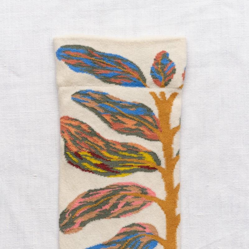 Bonne Maison Chaussette Feuilles Naturel