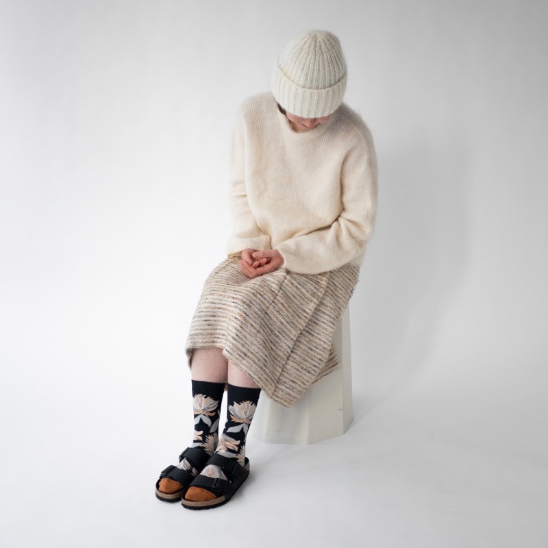 Bonne Maison Chaussette Fleur Faux Noir
