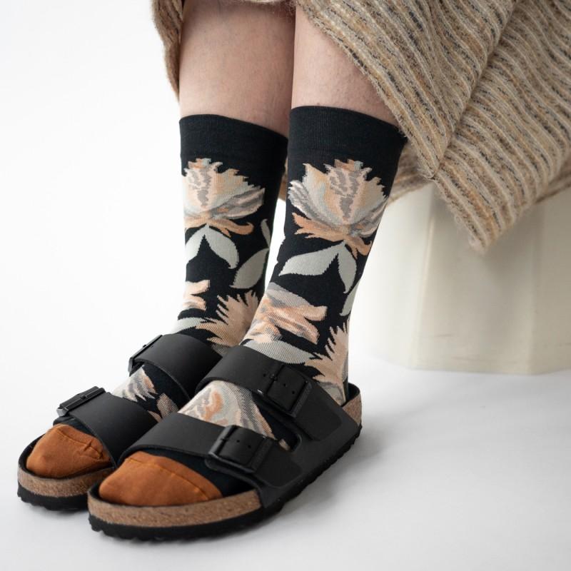 Bonne Maison Chaussette Fleur Faux Noir