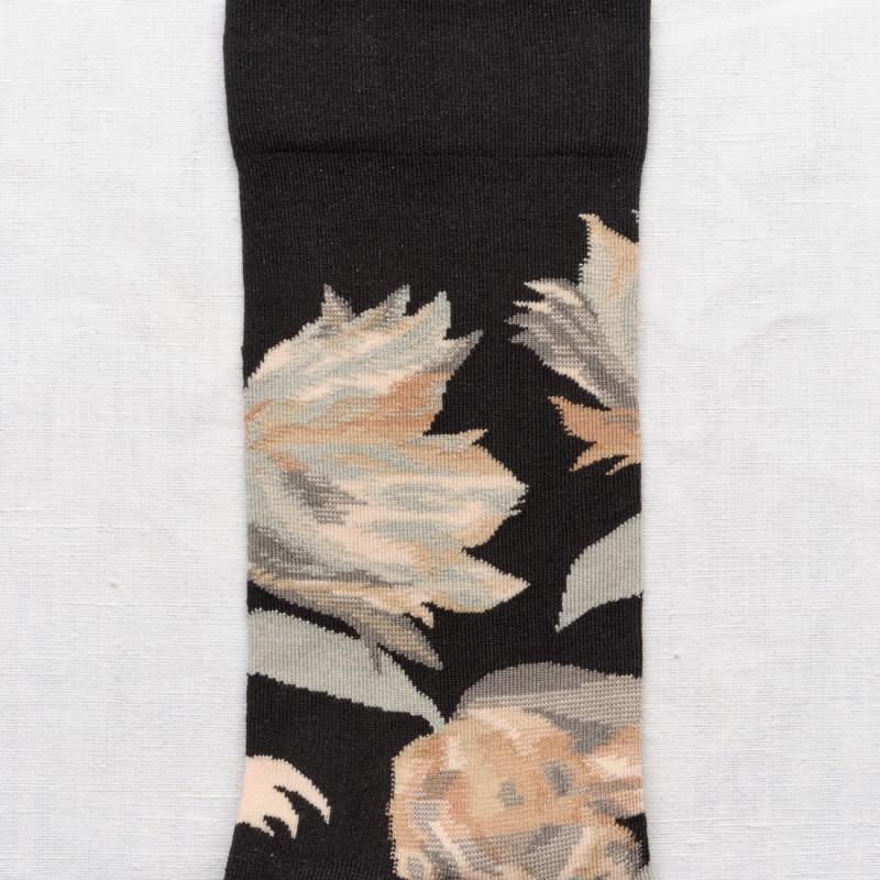 Bonne Maison Chaussette Fleur Faux Noir