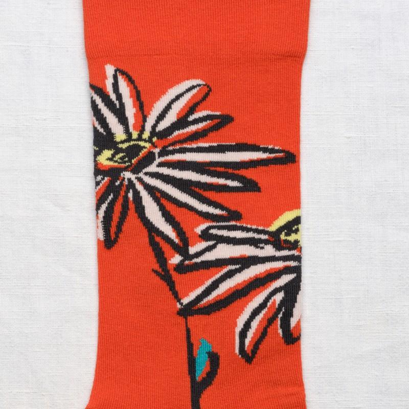 Bonne Maison Chaussette Fleur Vermillon