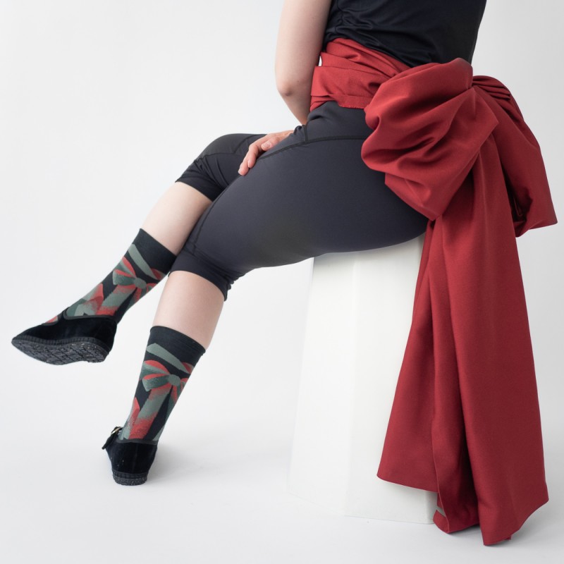 Bonne Maison Chaussette Nœud Faux Noir