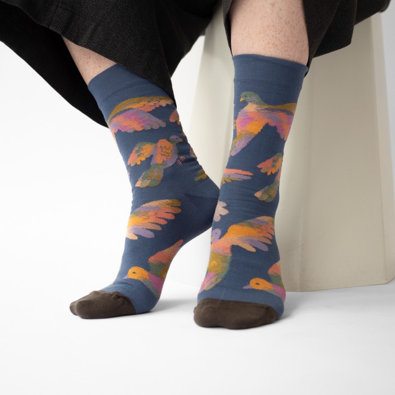 Bonne Maison Chaussette Oiseaux Denim