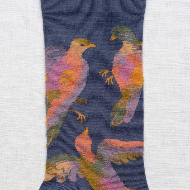 Bonne Maison Chaussette Oiseaux Denim