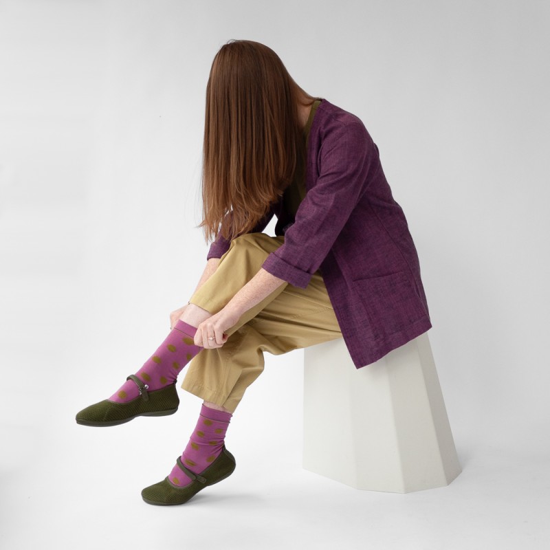 Bonne Maison Chaussette Pois Orchidée