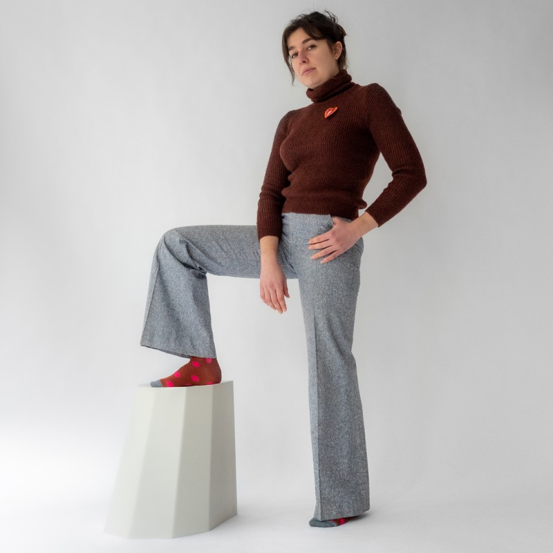 Bonne Maison Chaussette Pois Sépia