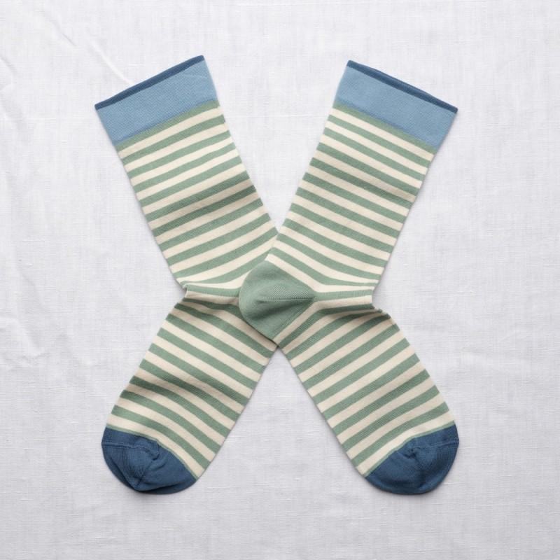 bonne maison Chaussette rayée Mer