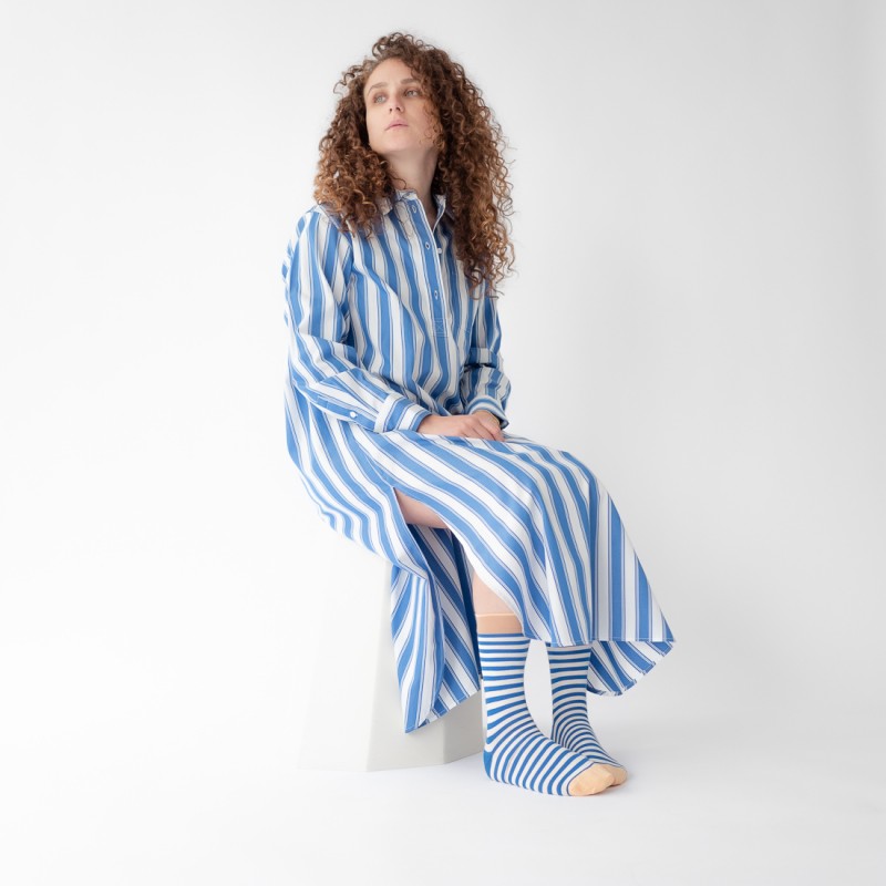 Bonne Maison Chaussette Rayure Cobalt