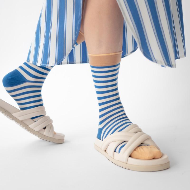 Bonne Maison Chaussette Rayure Cobalt