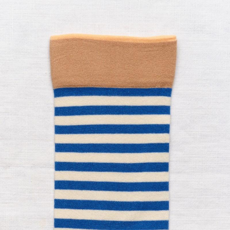 Bonne Maison Chaussette Rayure Cobalt