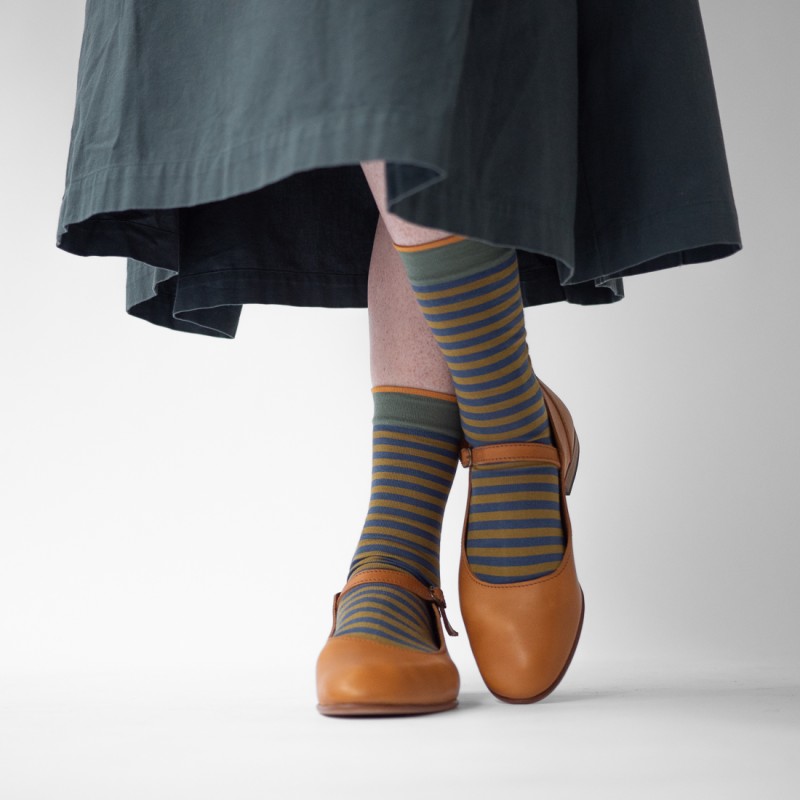 Bonne Maison Chaussette Rayure Denim