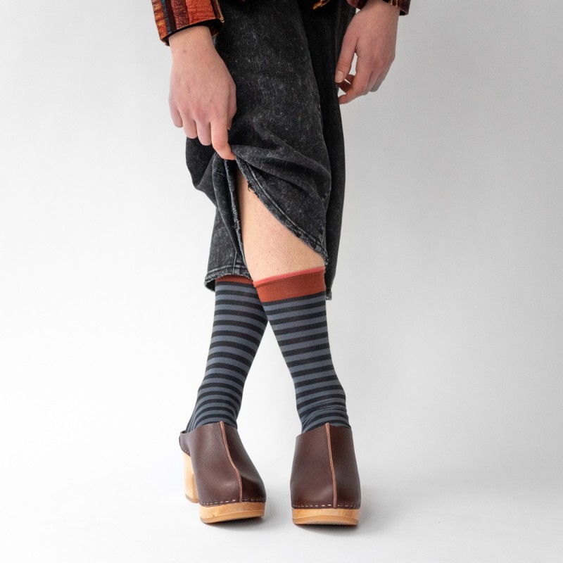 Bonne Maison Chaussette Rayure Faux Noir
