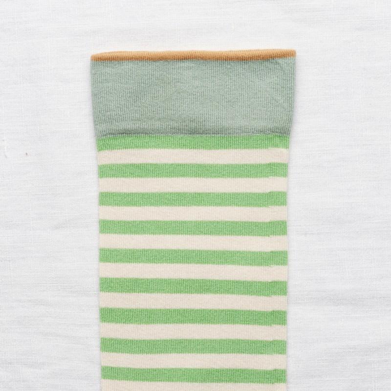 Bonne Maison Chaussette Rayure Lichen
