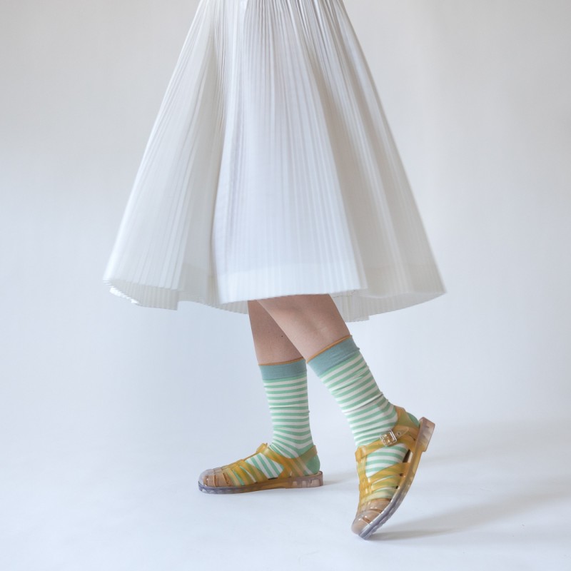 Bonne Maison Chaussette Rayure Lichen