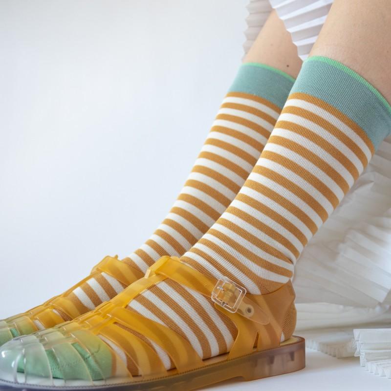 Bonne Maison Chaussette Rayure Ocre