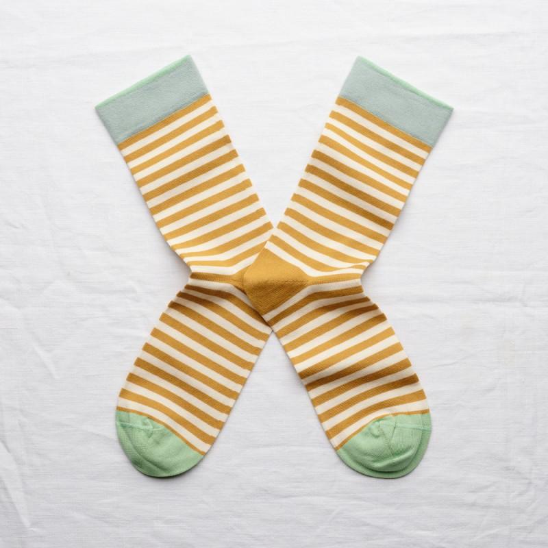 bonne maison Chaussette Rayure Ocre
