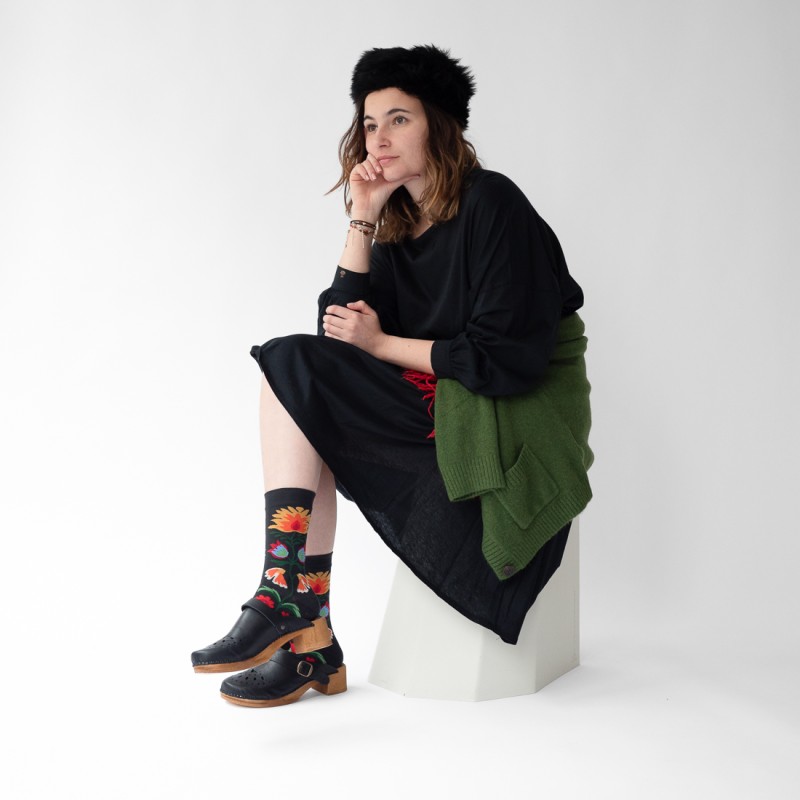 Bonne Maison Chaussettes Bouquet Faux Noir