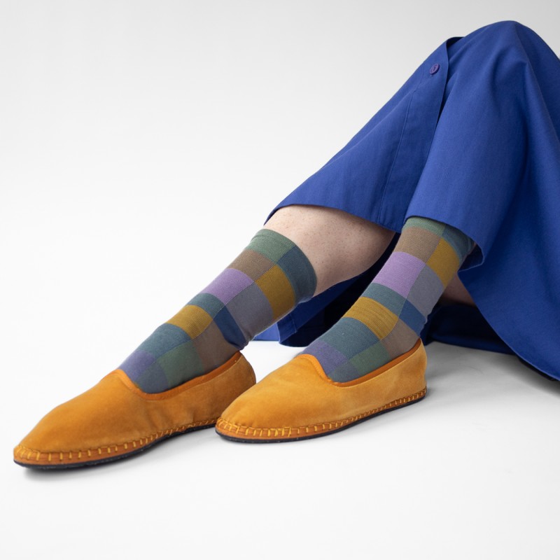 Bonne Maison Chaussettes Carreaux Nocturne