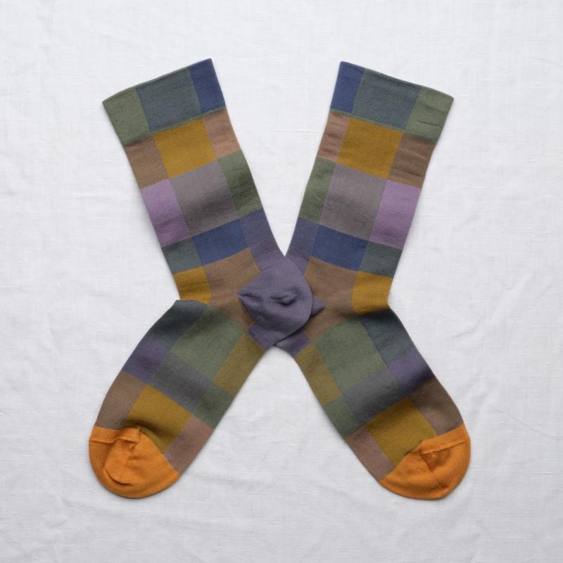 Bonne Maison Chaussettes Carreaux Nocturne