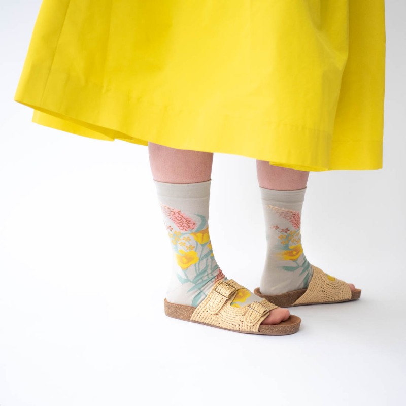 Bonne Maison Chaussettes Fleurs Céladon