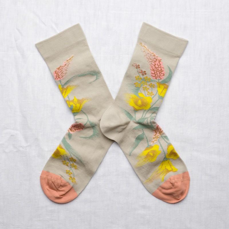 bonne maison Chaussettes Fleurs Céladon