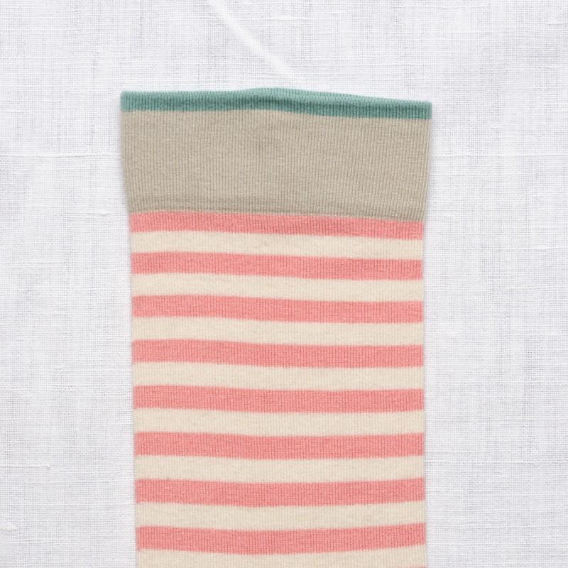 Bonne Maison Chaussettes Rayures Rose Pêche