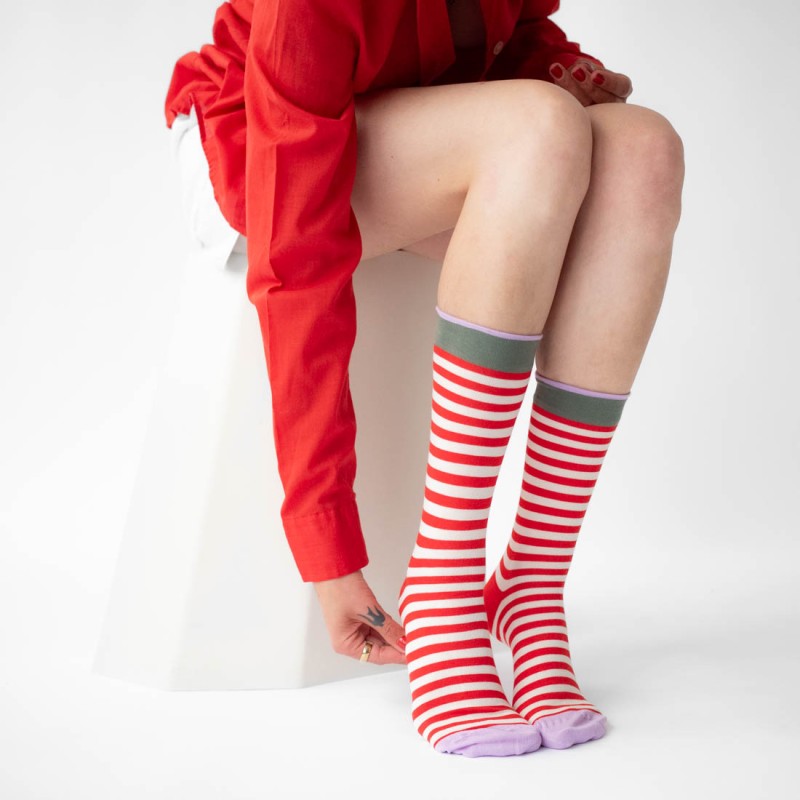 Bonne Maison Chaussettes Rayures Rouges