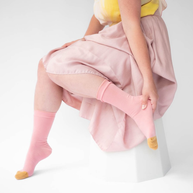 Bonne Maison Chaussettes Unies Rose Pêche