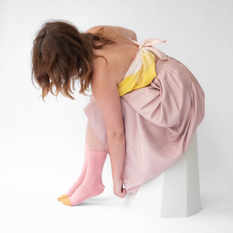 bonne maison Chaussettes Unies Rose Pêche