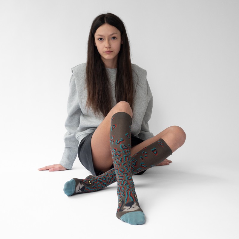 Bonne Maison Mi-Bas Léopard Kaki