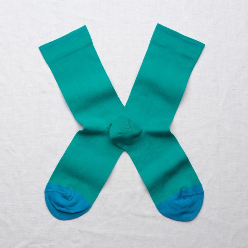 Bonne Maison Chaussettes Viridien Bleu| Unies Pois Rayée
