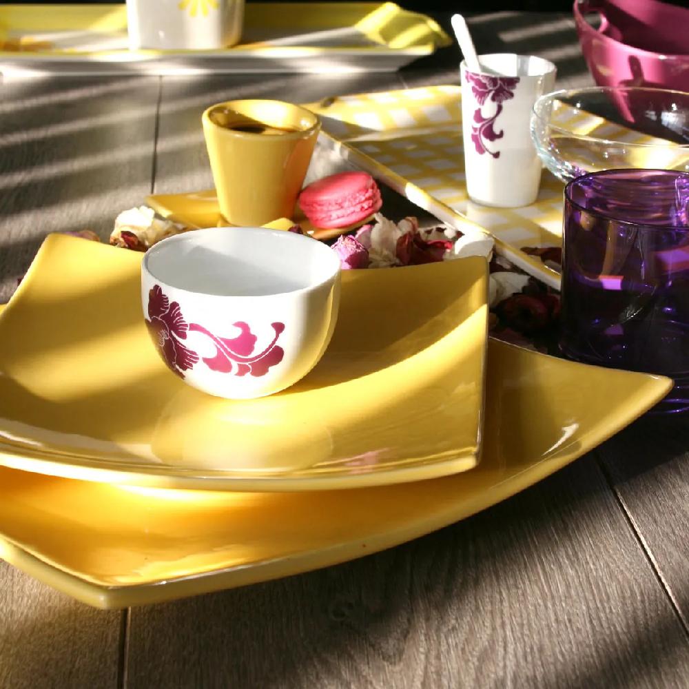 Bruno Evrard Assiette à Dessert Carrée MATINE Jaune 21cm En Faïence