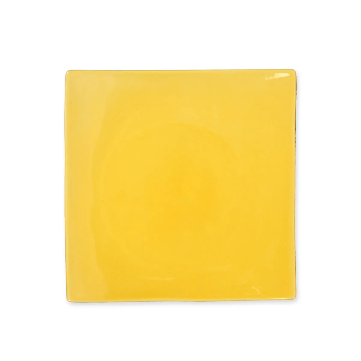 bruno evrard Assiette à dessert carrée MATINE jaune 21cm en faïence