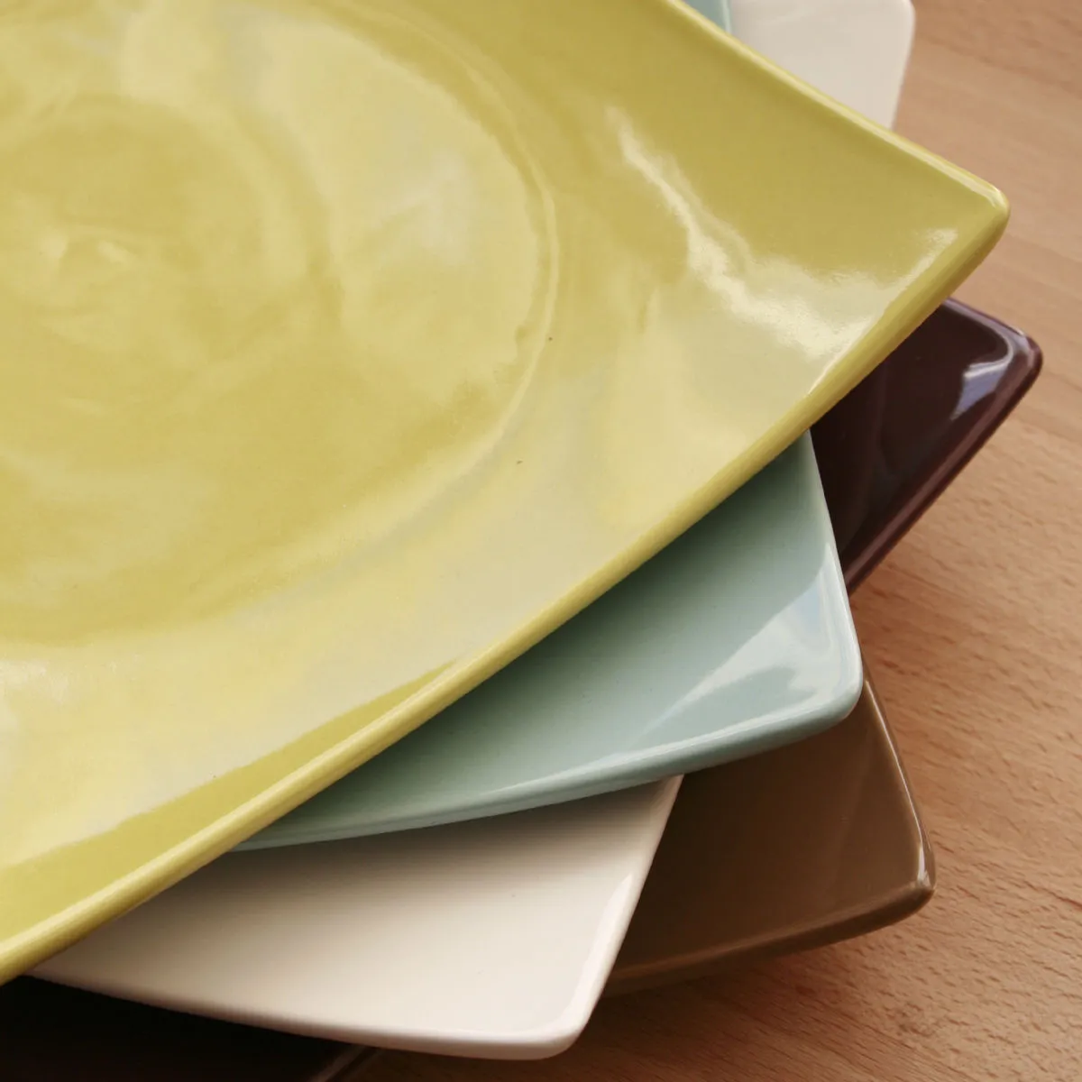 Bruno Evrard Assiette à Dessert Carrée MATINE Vert 21cm En Faïence