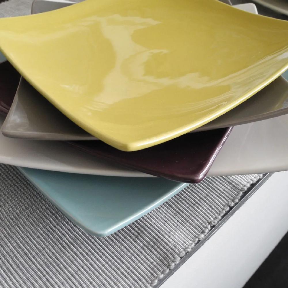 Bruno Evrard Assiette à Dessert Carrée MATINE Vert 21cm En Faïence