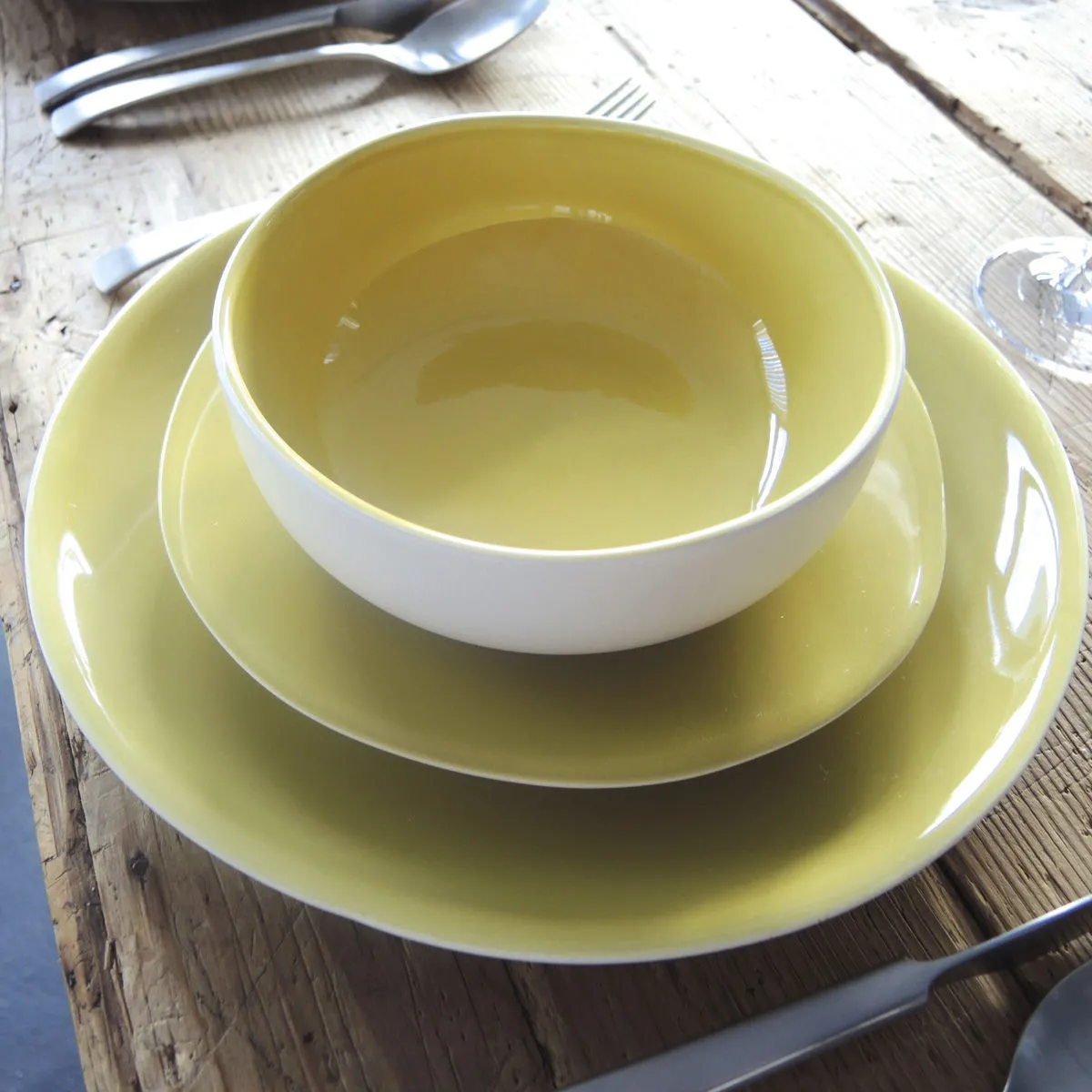 Bruno Evrard Assiette à Dessert En Faïence - Couleur Vert Anis - Vaisselle Tendance