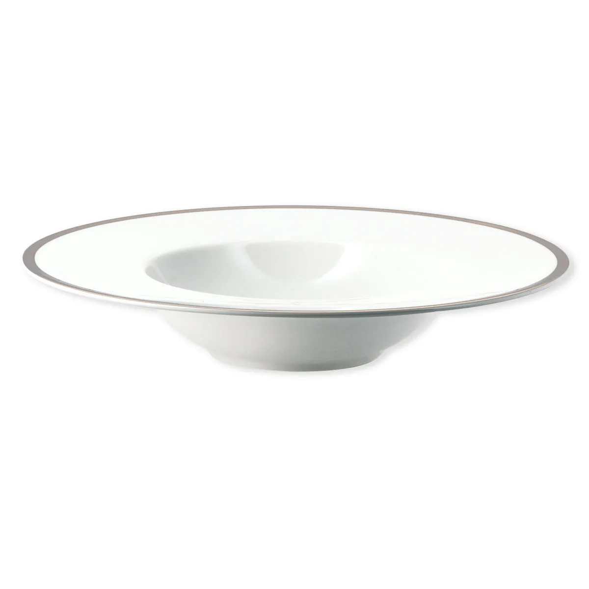 bruno evrard Assiette creuse en porcelaine avec filet argent - 23cm