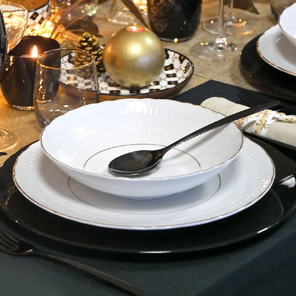 Bruno Evrard Assiette Creuse Porcelaine Blanc Et Or - Assiette Chic