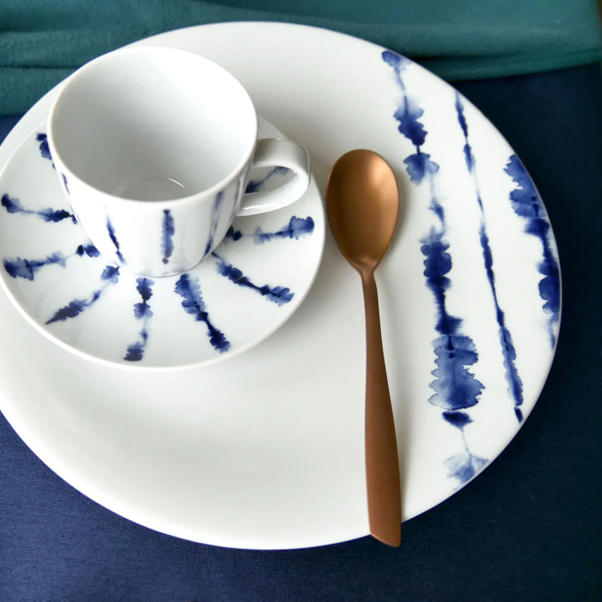 Bruno Evrard Assiette Dessert Porcelaine 21cm Décor Aquarelle Bleu