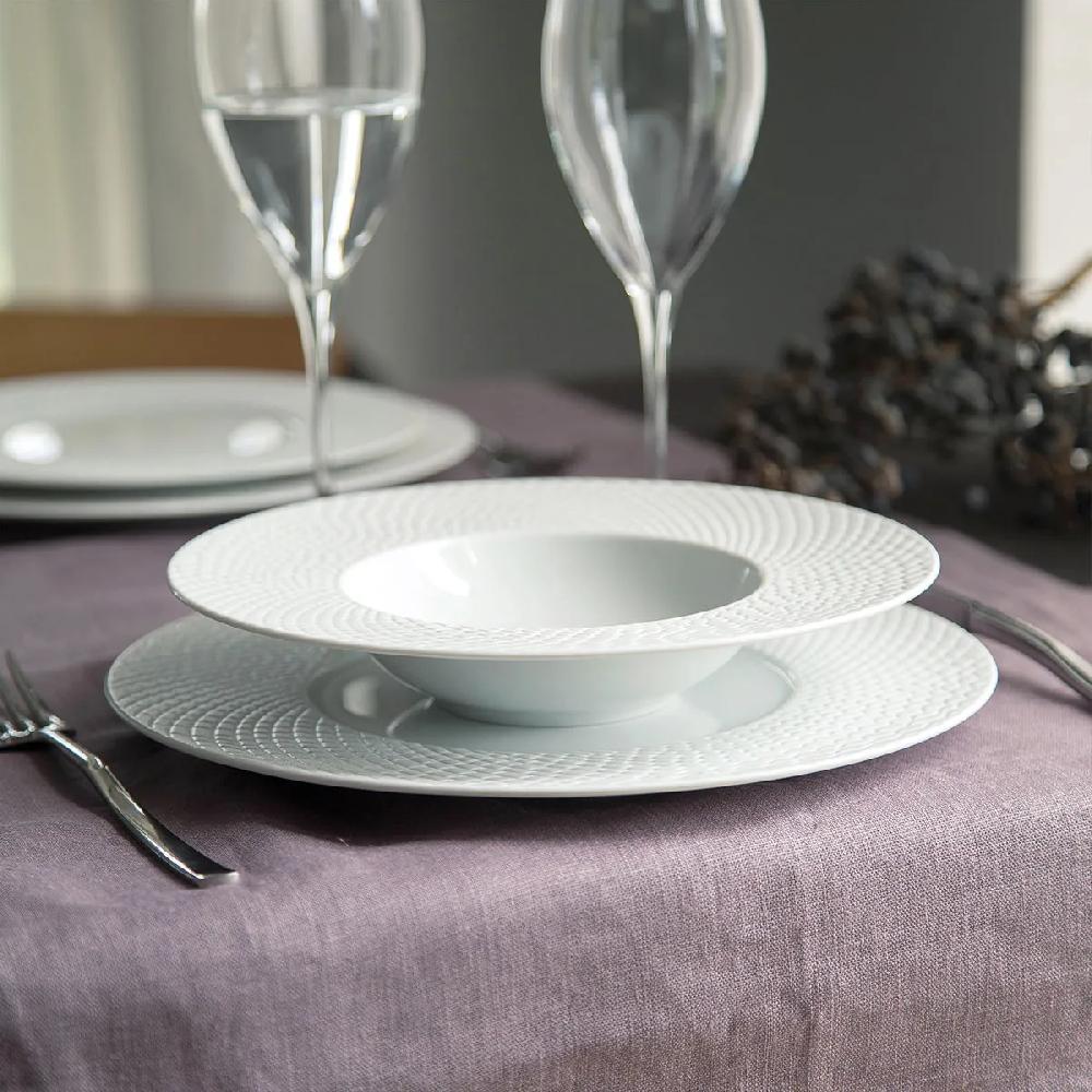 Bruno Evrard Assiette En Porcelaine Blanche à Motifs Design - 29cm