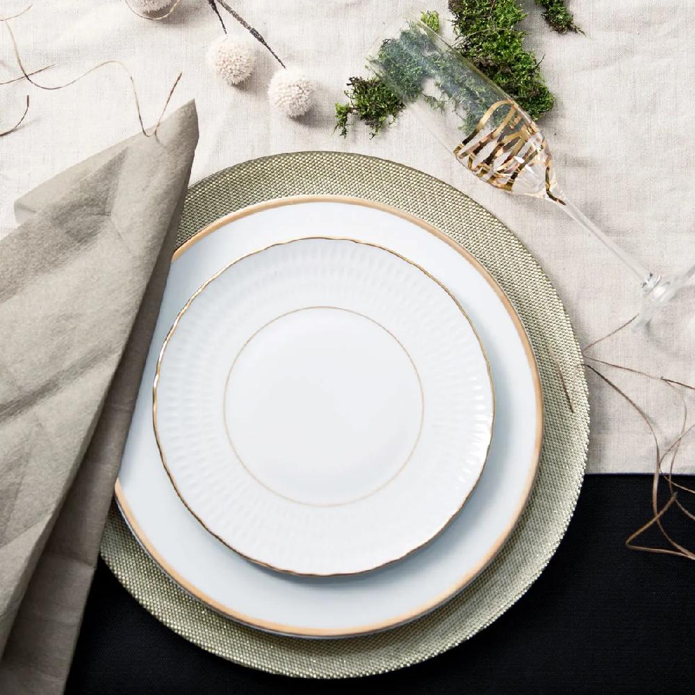 Bruno Evrard Assiette En Porcelaine Filet Doré - Vaisselle Or