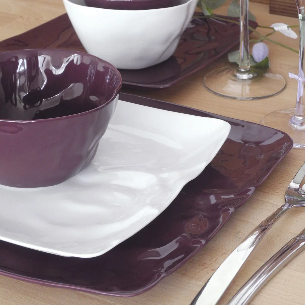 Bruno Evrard Assiette Plate Carrée En Porcelaine 27cm