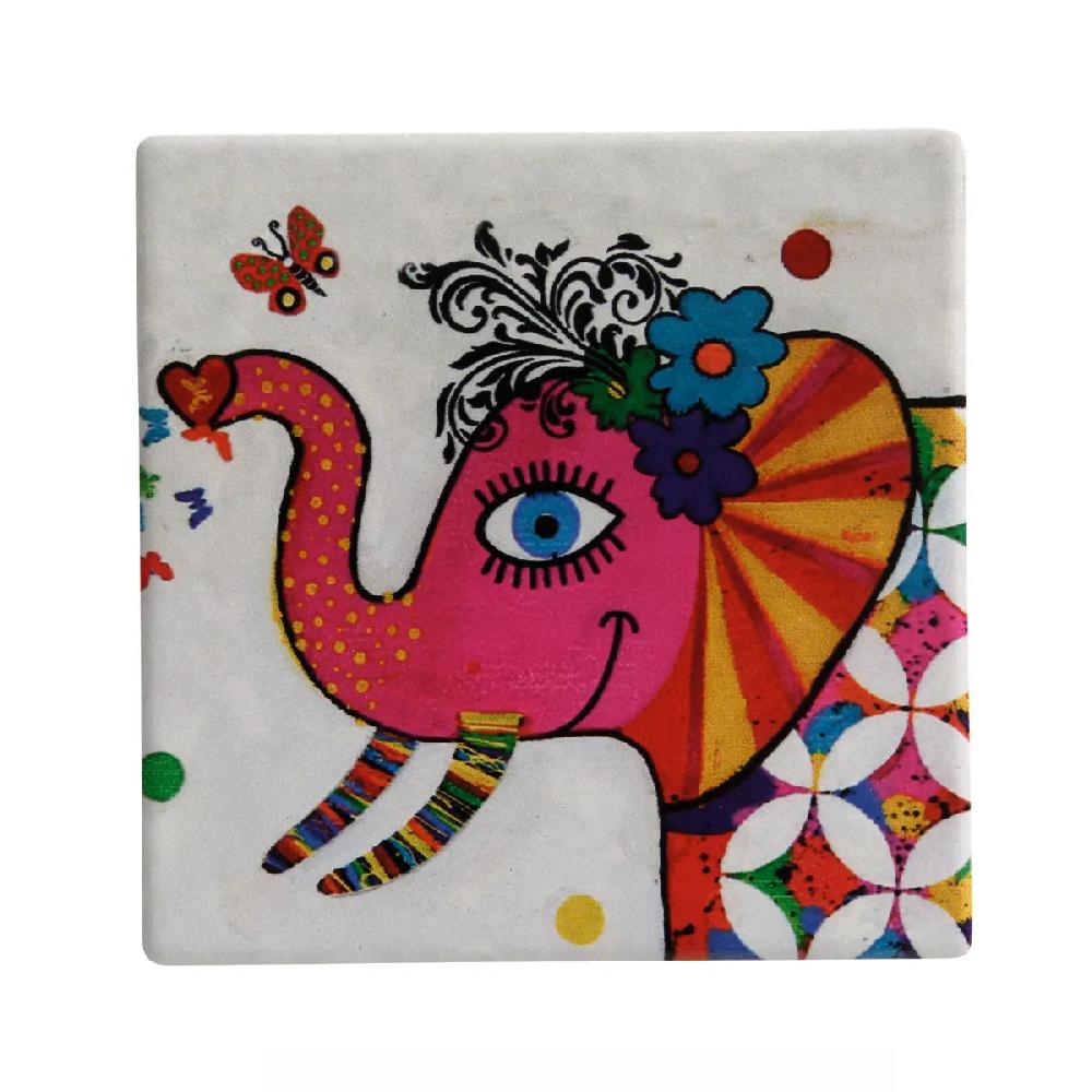 bruno evrard Boite de 6 dessous de verre en céramique ELEPHANT