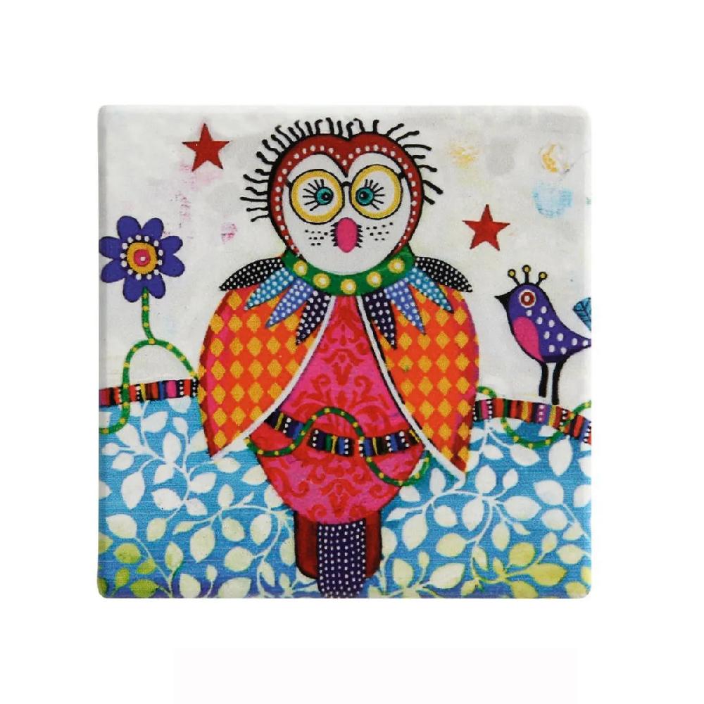 bruno evrard Boite de 6 dessous de verre en céramique HIBOU