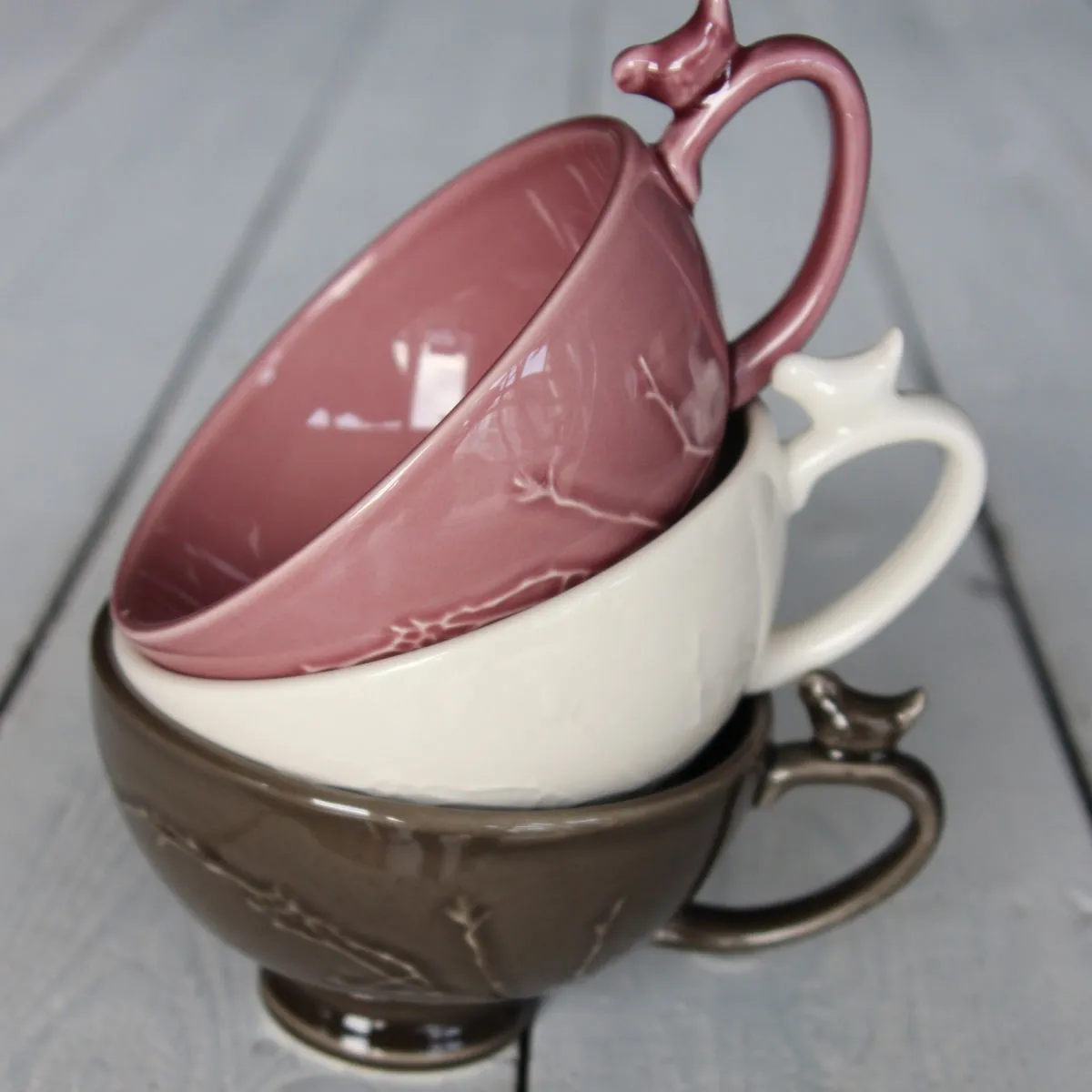 Bruno Evrard Bol Jumbo Taupe En Faïence 50cl - Bol Oiseaux